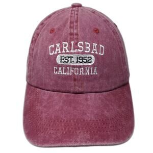 Crazy Apparel Baseball Cap Red OS Carlsbad California Adjustable Slideback Hat